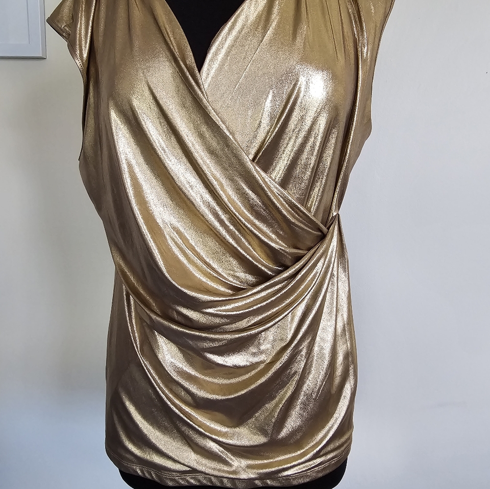 Calvin Klein Gold Metallic Short Sleeve Top